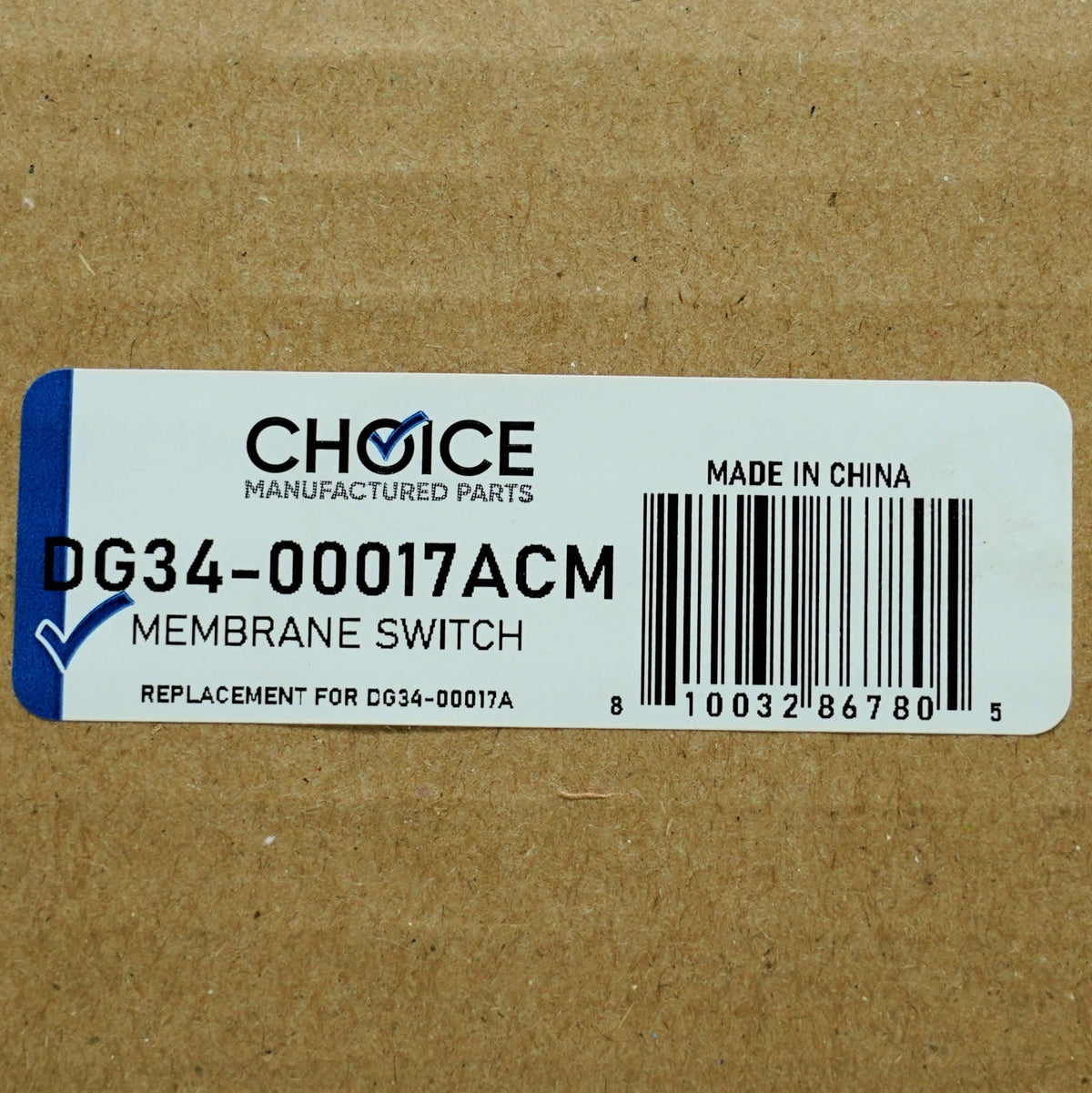 Choice Parts DG34-00017A for Samsung Range Oven Membrane Switch Touchpad Overlay