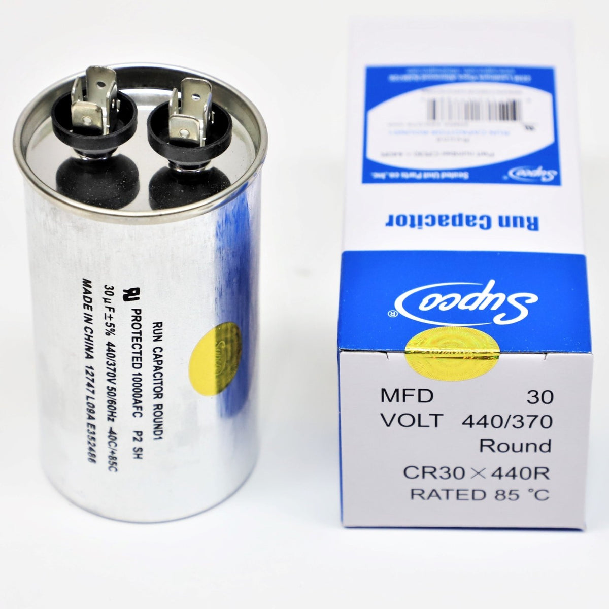 Supco CR30X440R HVAC Motor Round Run Capacitor 30 MFD 440 Volts