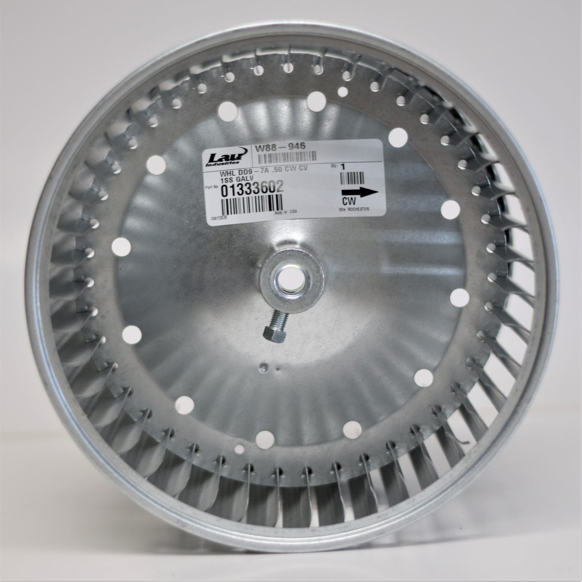 013336-02 Lau DD9-7A Blower Wheel Squirrel Cage 9-1/2" x 7-1/8" x 1/2" CW