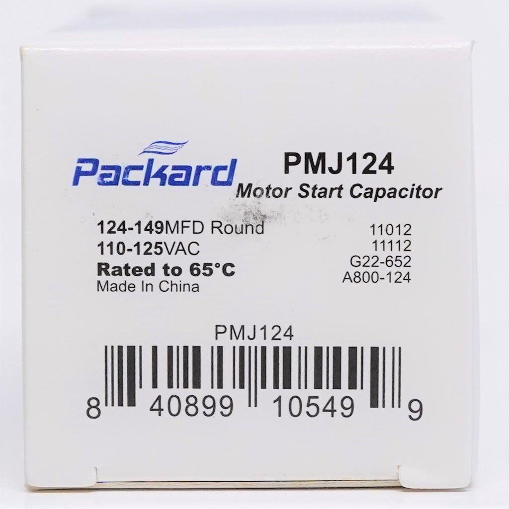 Packard PMJ124 Motor Start Capacitor 124-149 MFD UF / 110-125 VAC