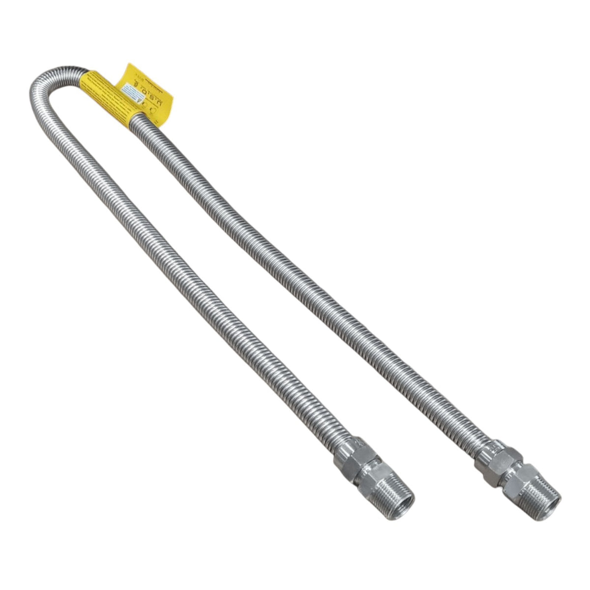 Range Oven Gas Flex Connector 5/8" OD Tube x 48" Long Fittings 3/4" MIP x 3/4"