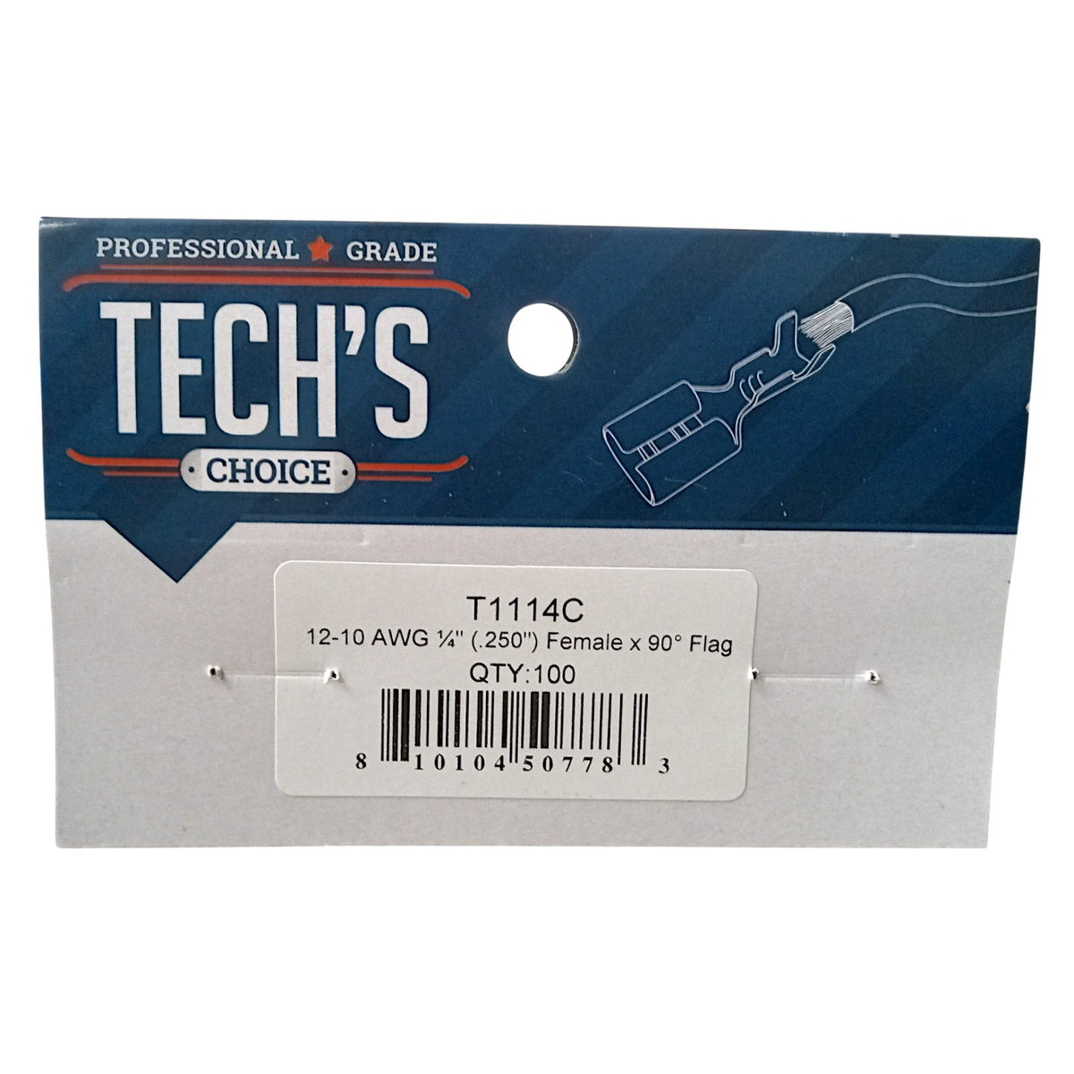 Wire Connector Terminals Hi Temp Female 1/4" 90 Degree 10-12 Wire 100 PK T1114C