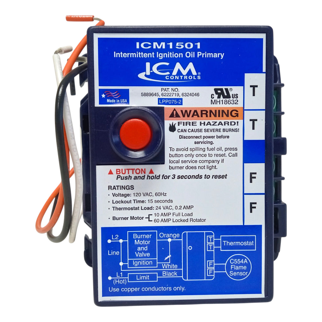 ICM Controls ICM1501 Intermittent Ignition Oil Primary Controls 15-Second