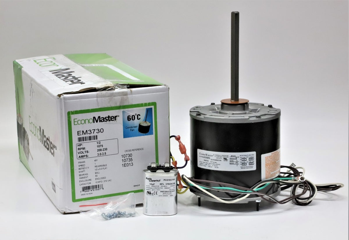 A/C Condenser Fan Motor 1/2 HP 1075 RPM Replacement for Fasco D7907 w/ Capacitor