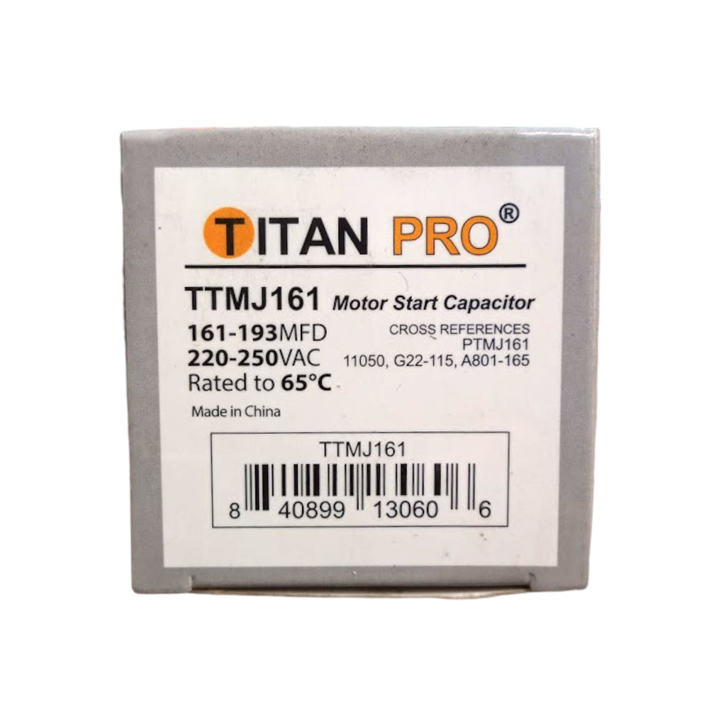 Titan Pro TTMJ161 Motor Start Capacitor 161-193 MFD UF / 220-250 VAC