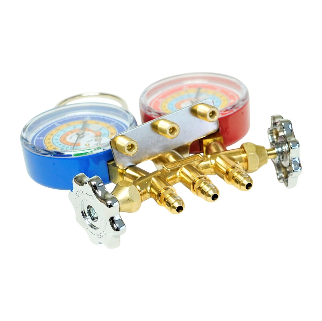 Brass Charging Manifold with 18" Hoses R600a R290 R134a HVAC Refrigeration