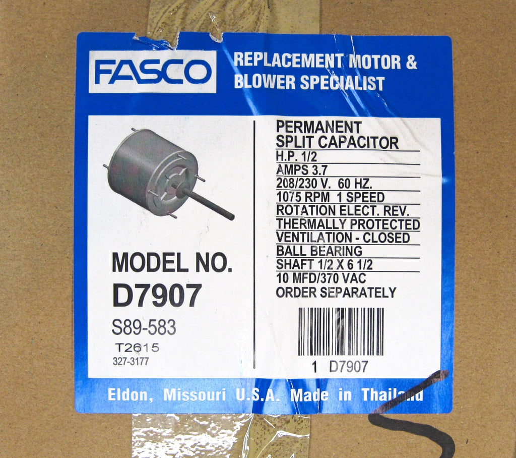 AC Air Conditioner Condenser Fan Motor 1/2 HP 1075 RPM 230 Volts for Fasco D7907