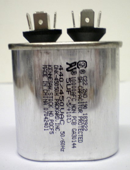 TitanPro TOCF5 HVAC Motor Run Oval Capacitor. 5 MFD/UF 440/370 Volts