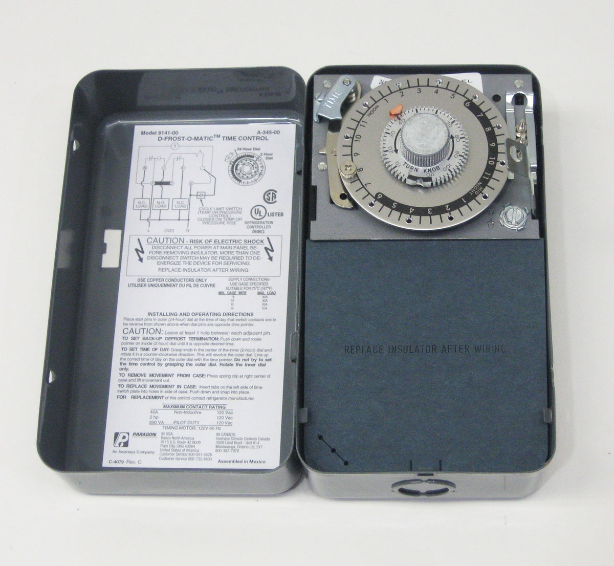 Paragon 8141-00 Defrost Control Commercial Refrigeration Timer.