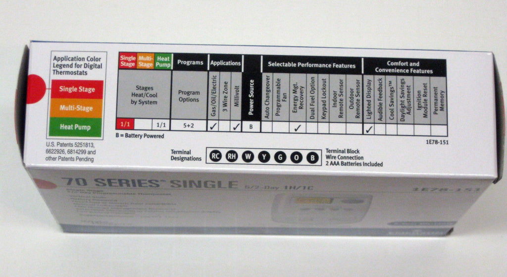 1E78-151 White Rodgers Wall Thermostat 24V Millivolt Battery Programmable 5+2