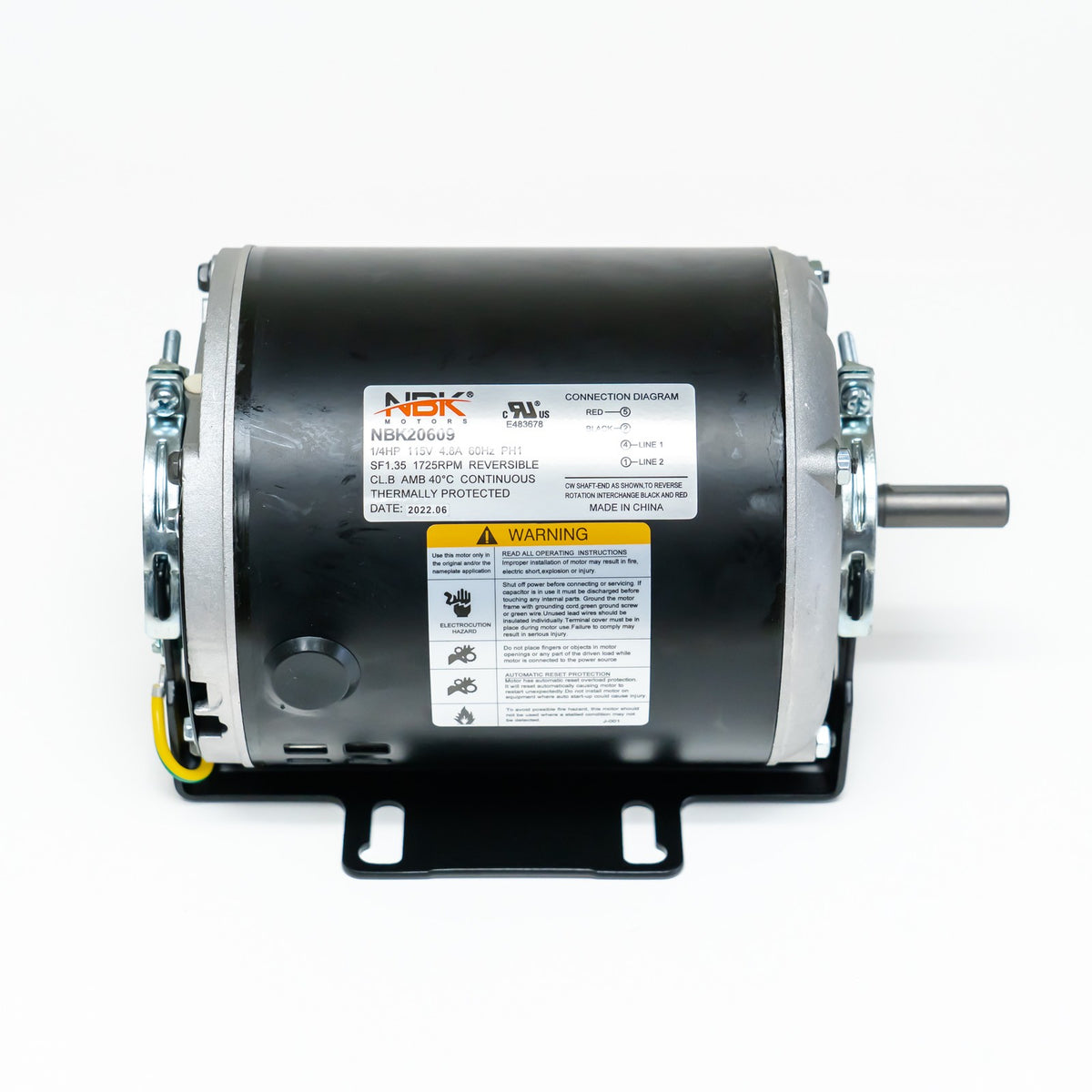 NBK 20609 Belt Drive Motor 1/4 HP 1725 RPM 115 Volts Replacement for GF2024