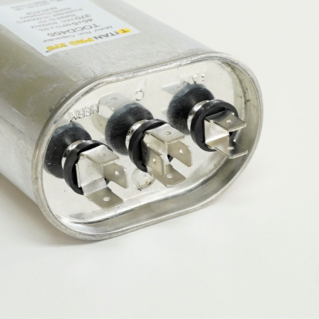 TitanPro TOCD455 HVAC Oval Dual Motor Run Capacitor 45/5 MFD/UF 370 Volts