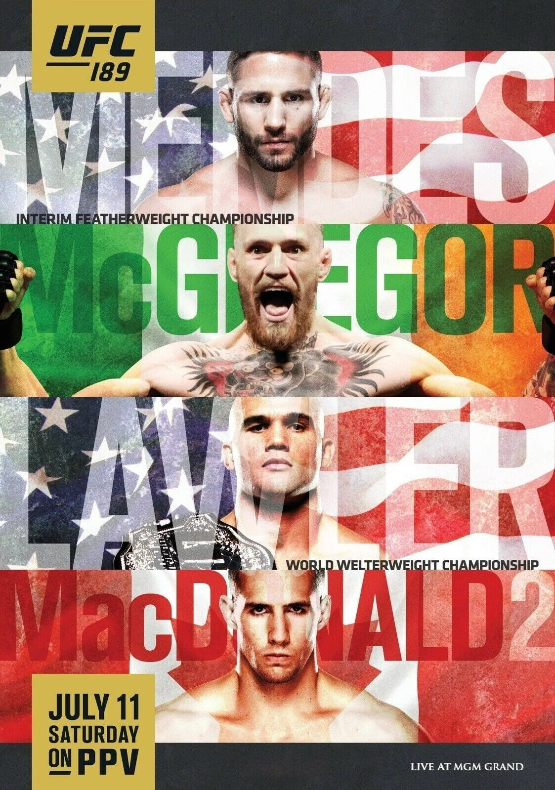 UFC 189 Conor McGregor vs. Chad Mendes Lawler MacDonald 11x16 - Poster | Canvas Wall Art Print