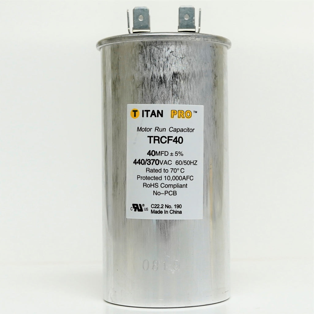 TitanPro TRCF40 HVAC Round Motor Run Capacitor 40 MFD/UF 440/370 Volts