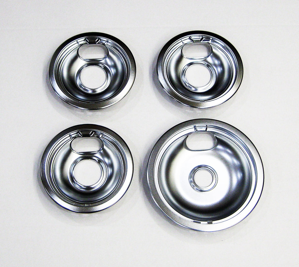 Range Burner Drip Bowl Set for Whirlpool 3 of W10196406 1 of W10196405 Chrome