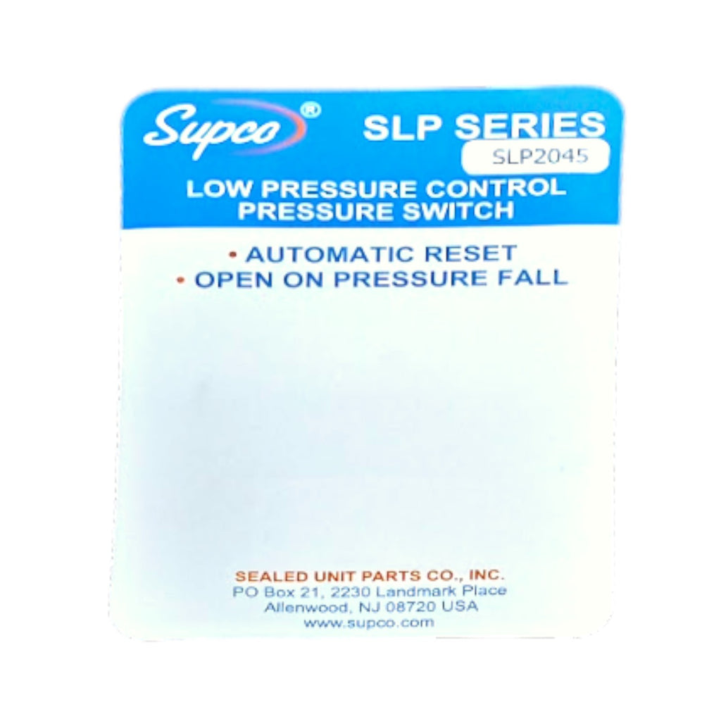 Supco SLP2045 Low Pressure Switch Open: 20 PSI Close: 45 PSI HVAC Refrigeration