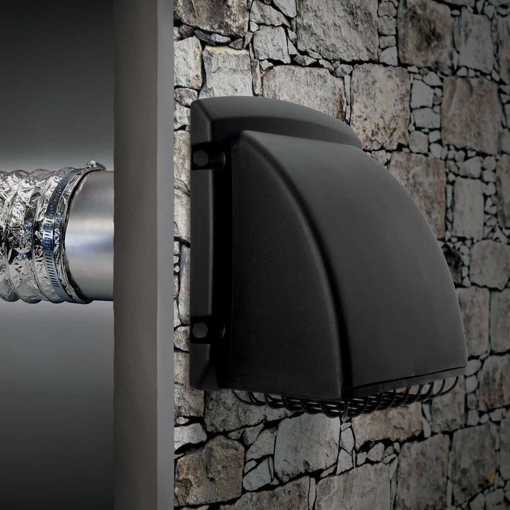 Dundas Jafine 4 inch Black Dryer Vent Hood with Pest Guard BPMH4BLKZW6