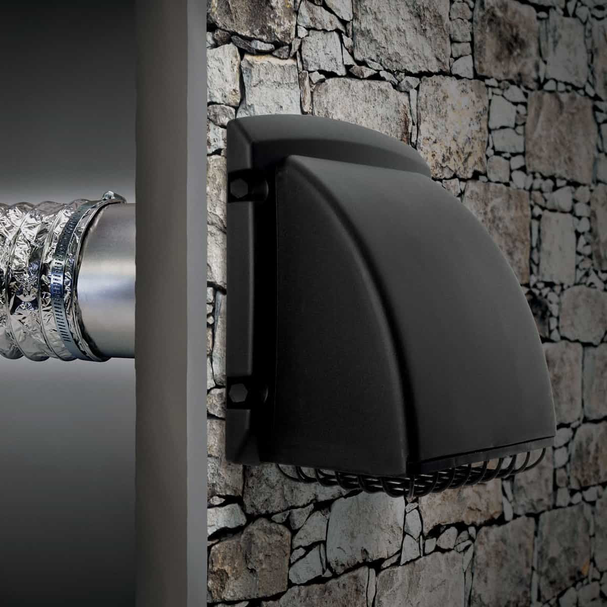 Dundas Jafine 4 inch Black Dryer Vent Hood with Pest Guard BPMH4BLKZW6