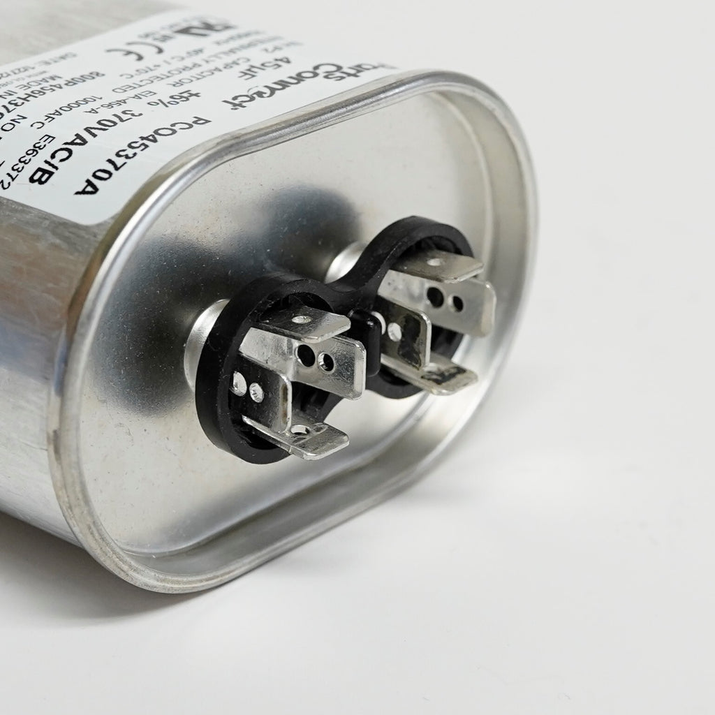 USA Run Capacitor 45 mfd (uf) 370 Volt Oval American Made PartsConnect PCO45370A