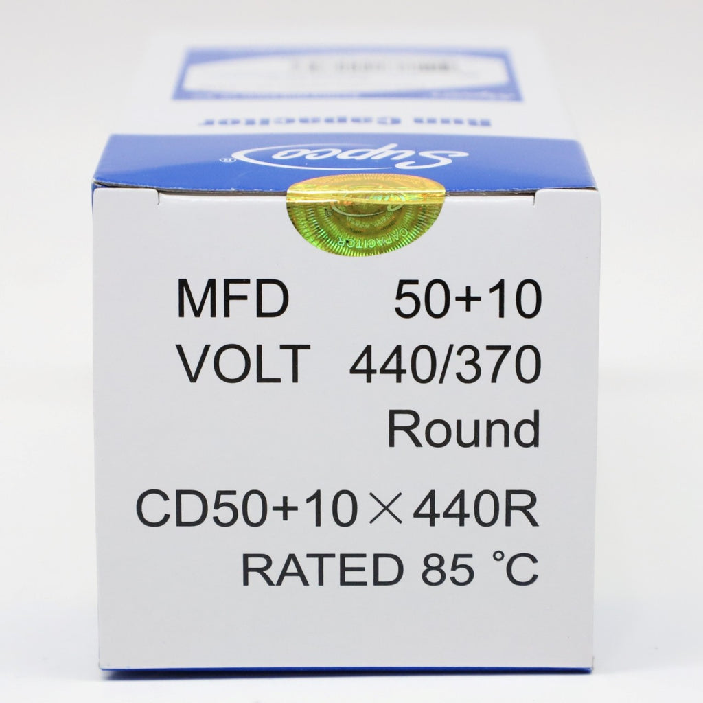 Supco CD50+10X440R HVAC Motor Round Dual Run Capacitor 50 + 10 MFD 440 Volts