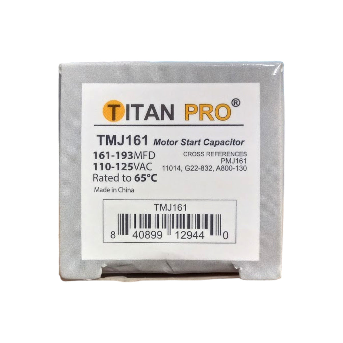 Titan Pro TMJ161 Motor Start Capacitor 161-193 MFD UF / 110-125 VAC