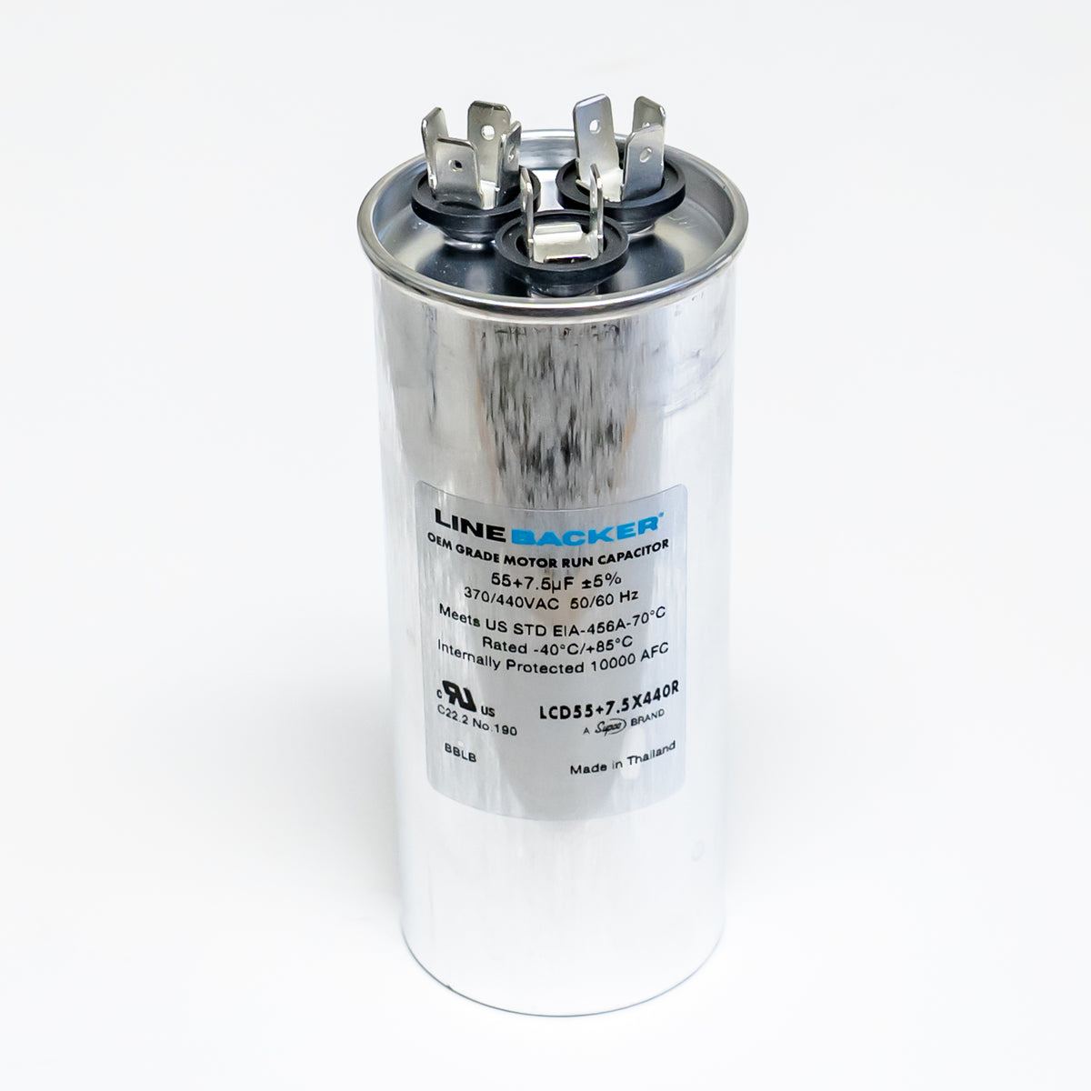 Supco Capacitor Round Dual Run 55 + 7.5 uf mfd 370/440 Volts for HVAC Motors