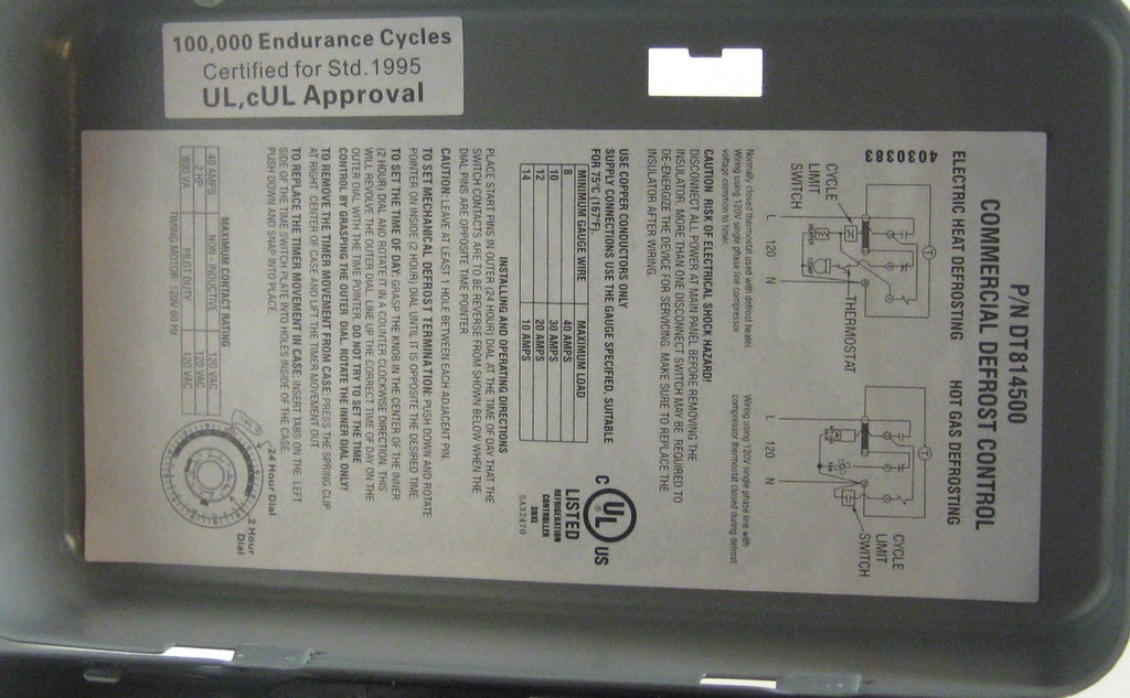 DT814500 Refrigeration Defrost Timer for Paragon 120 Volt