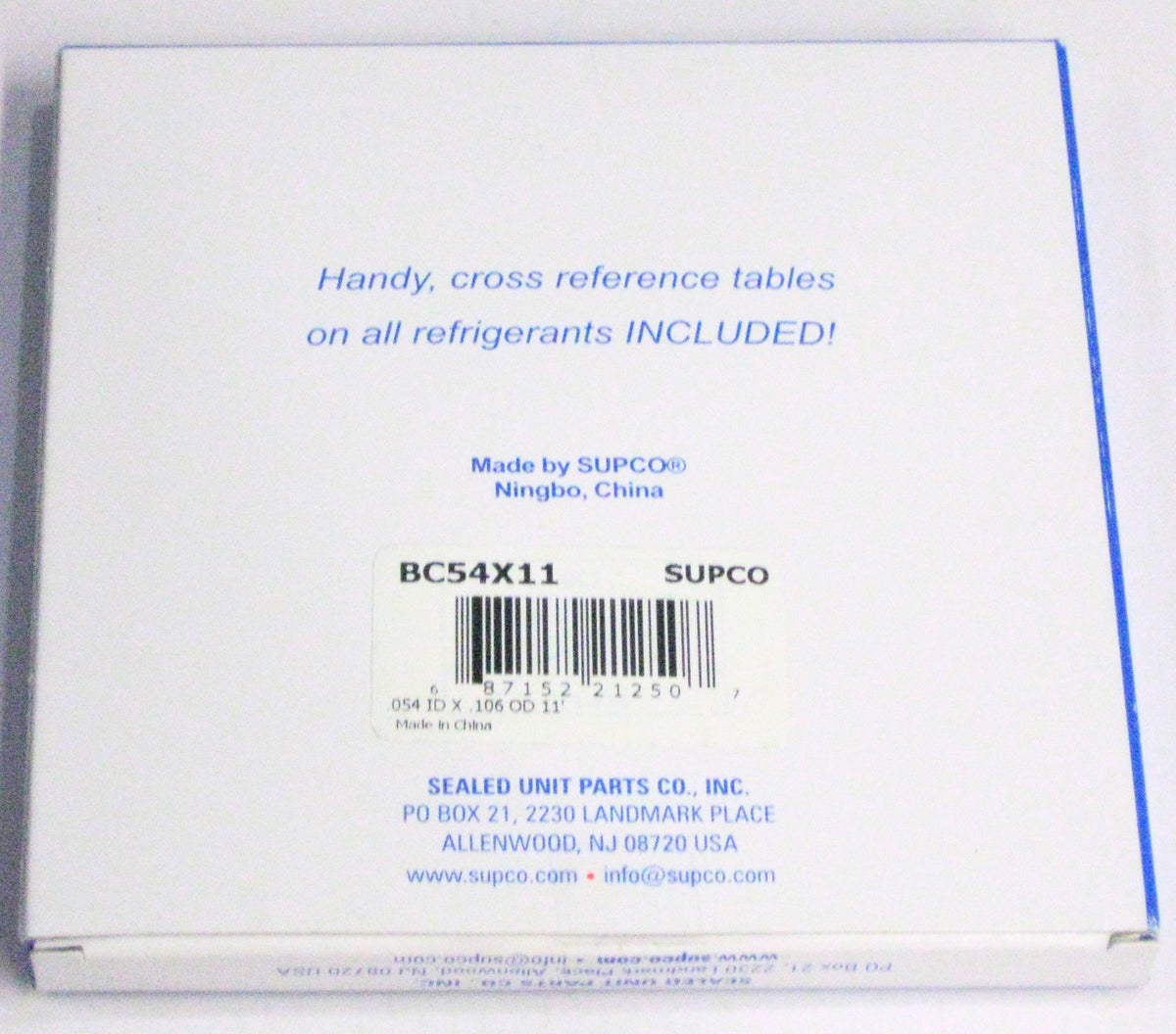 Supco BC54X11 Bullet Restricto Cap Tube Capillary Tubing .054 ID X 11 FT HVAC