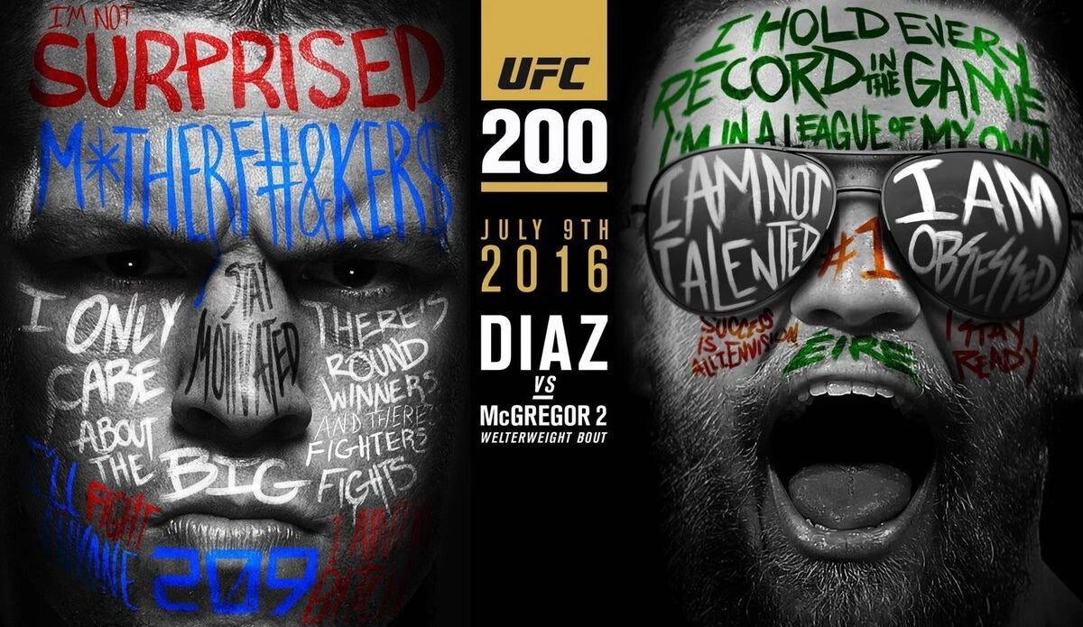 UFC 200 Nate Diaz vs Conor McGregor Cancelled 11x22 - Poster | Canvas Wall Art Print