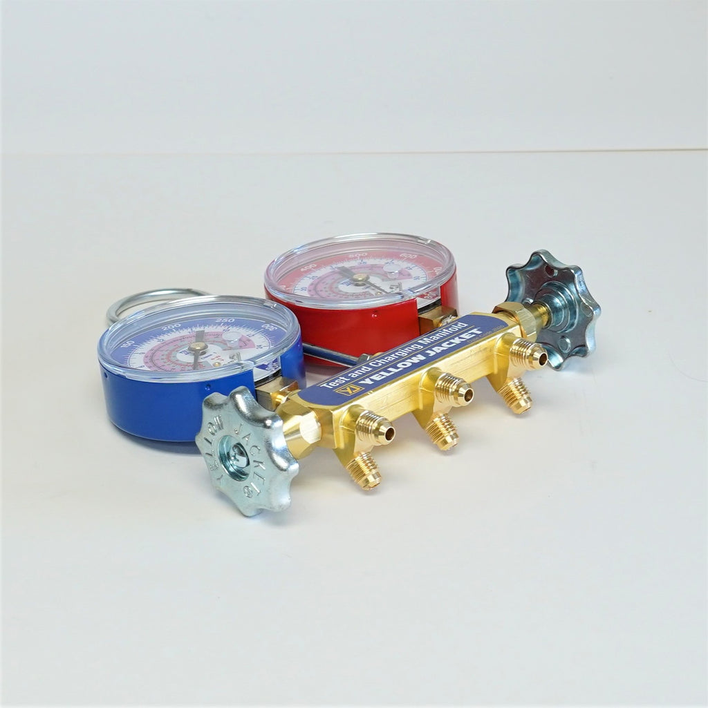 Yellow Jacket 42021 Test and Charging Manifold with 3-1/8" Gauges R32/410A