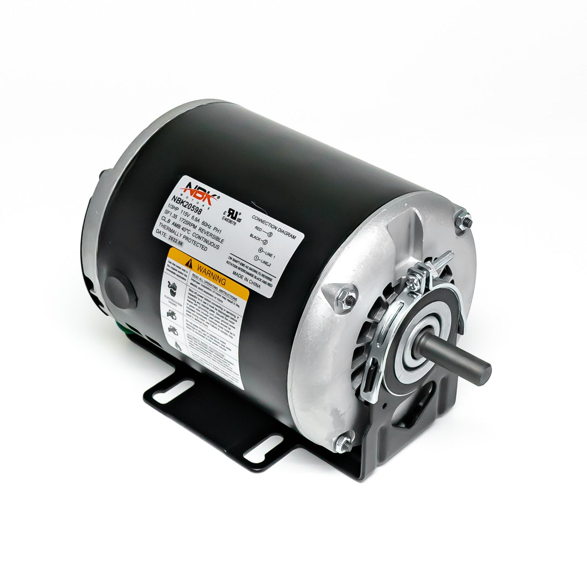 NBK 20598 Belt Drive Motor 1/3 HP 1725 RPM 115 Volts BB Replacement for GF2034