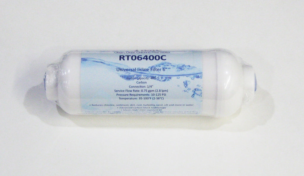 Rite Taste RT06400C 6" Universal Inline Refrigerator Water Filter 1/4" fittings