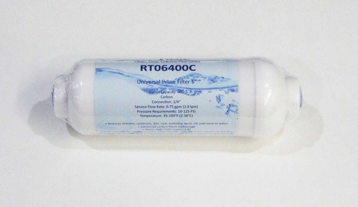 Rite Taste RT06400C 6" Universal Inline Refrigerator Water Filter 1/4" fittings