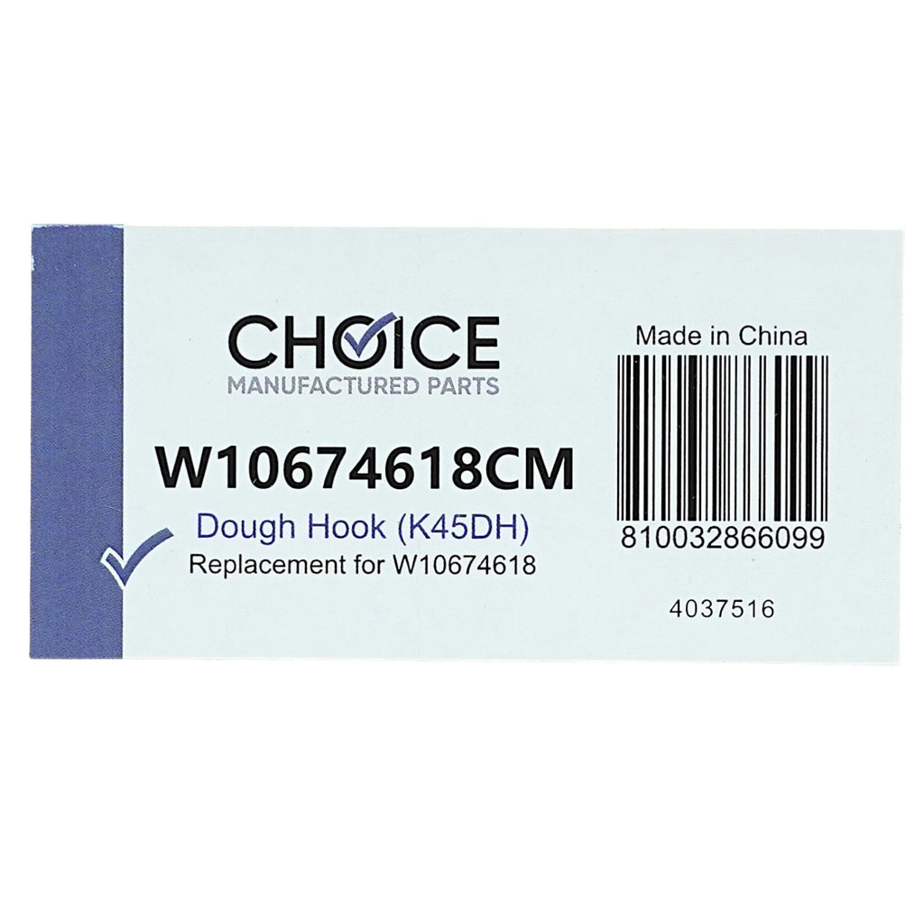 Choice Parts W10674618 for KitchenAid K45DH Stand Mixer Dough Hook