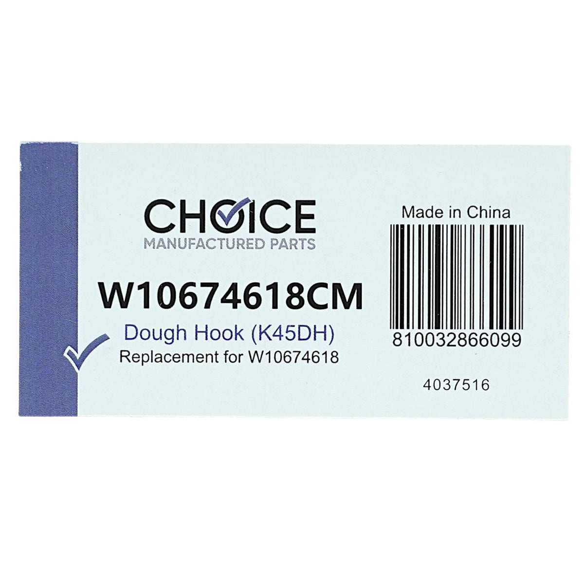 Choice Parts W10674618 for KitchenAid K45DH Stand Mixer Dough Hook