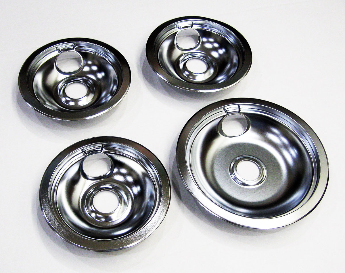 Range Burner Pan Bowl Set for Frigidaire 3 of 316048414 1 of 316048413 Chrome