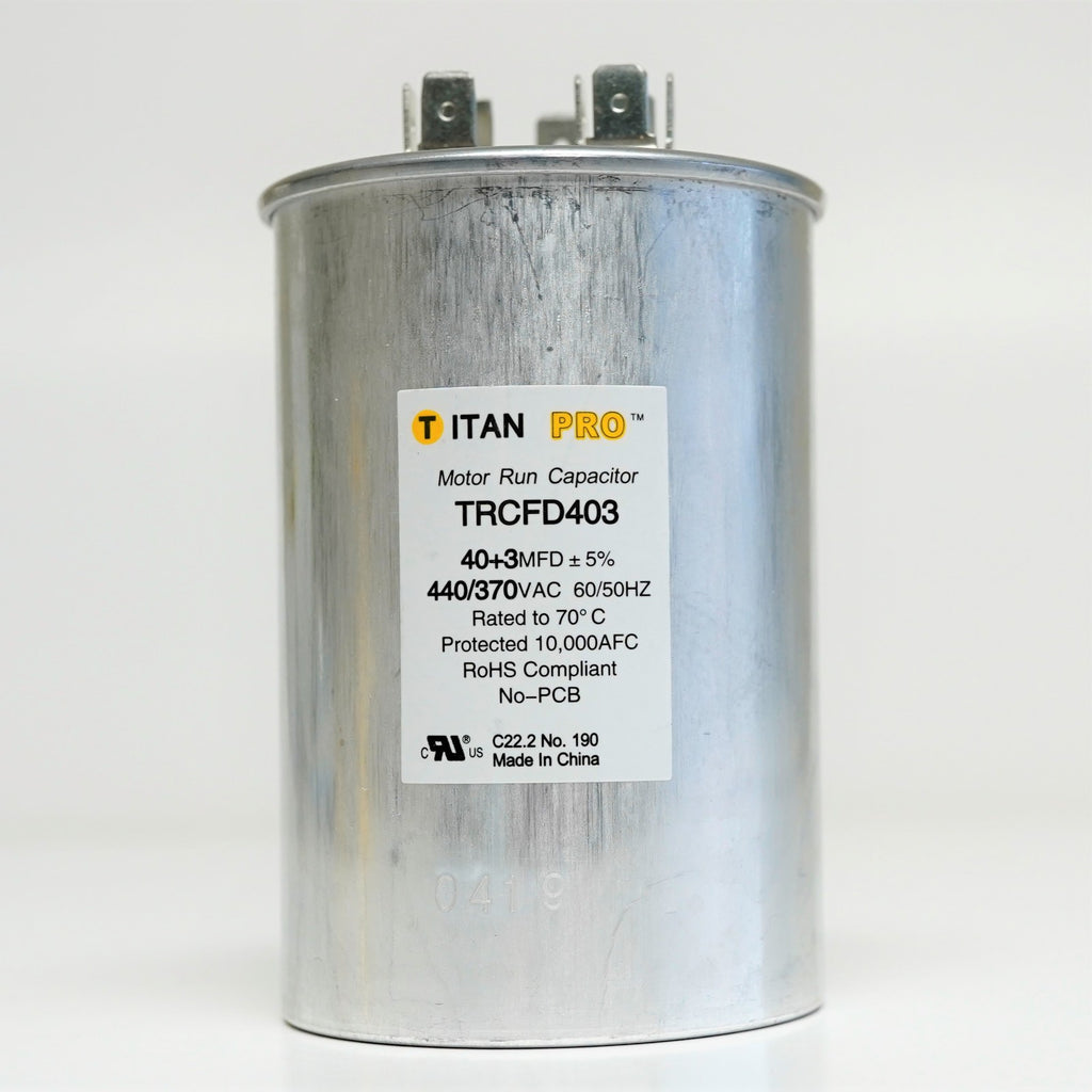 TitanPro TRCFD403 HVAC Round Dual Motor Run Capacitor 40/3 MFD/UF440/370 Volts