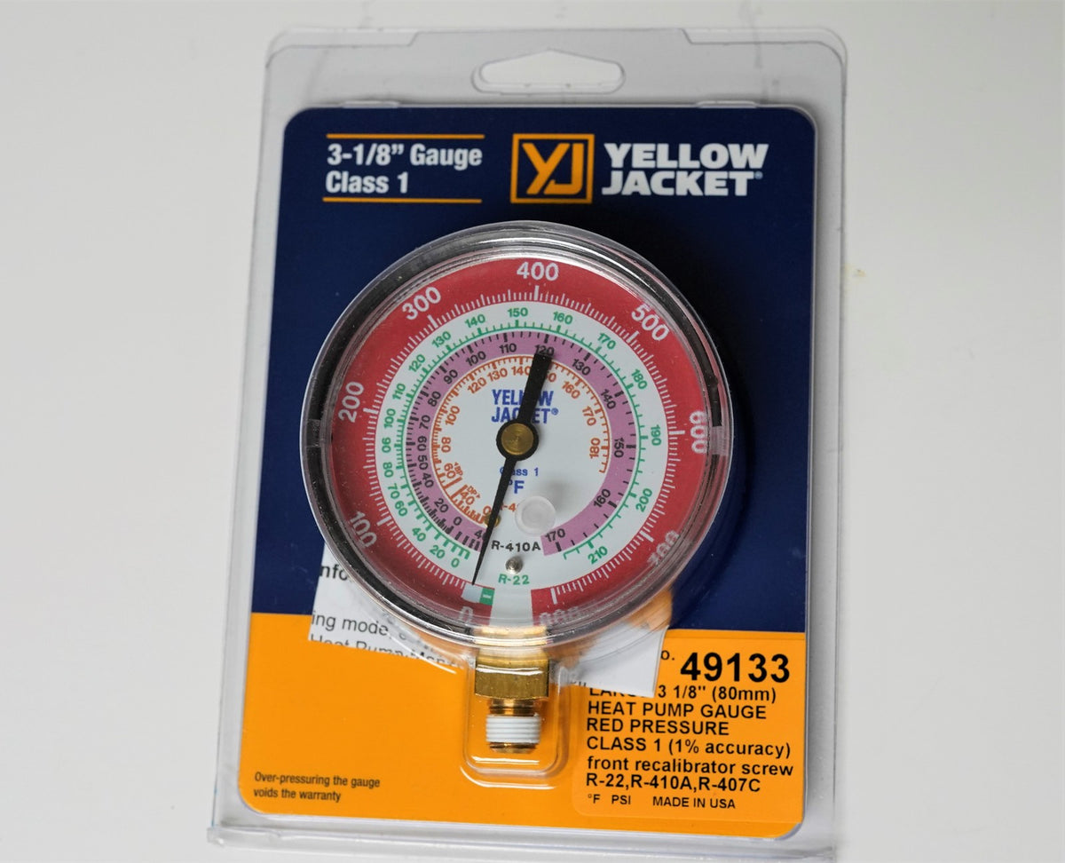 Yellow Jacket 49133 3-1/8" Heat Pump Red Manifold Gauge R-22/407C/410A