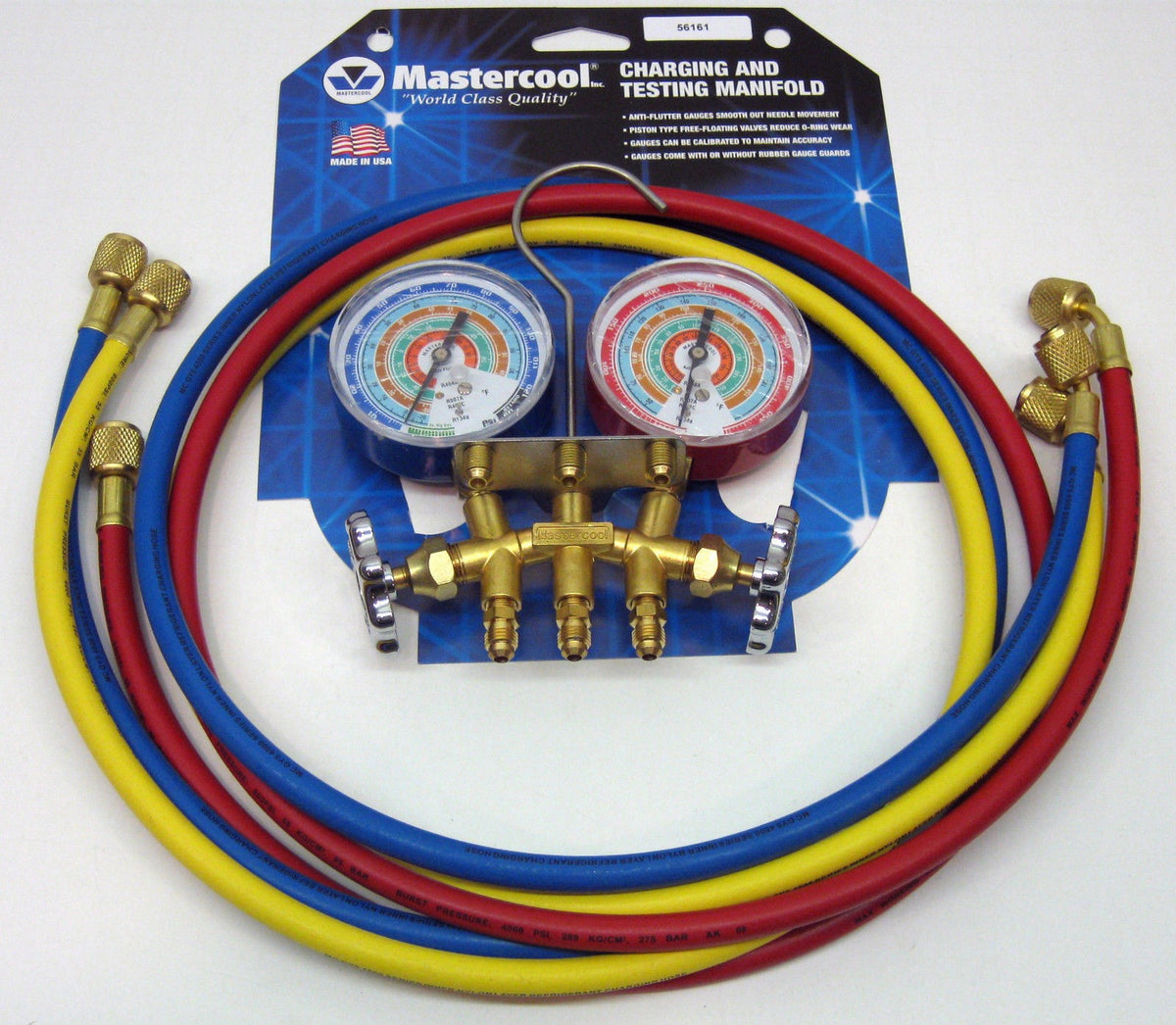 56161 Mastercool Air Conditioning Refrigeration Manifold w 60" Charging Hoses