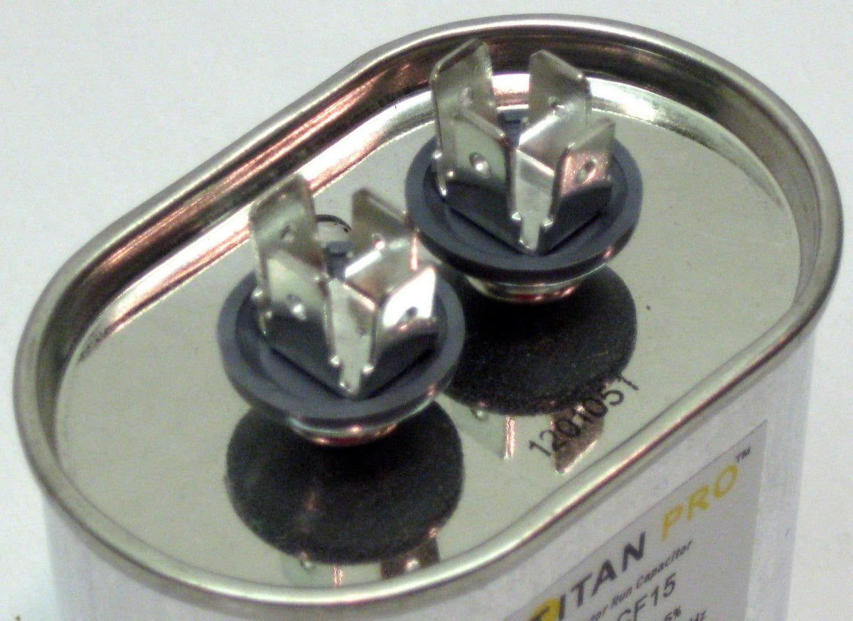 TitanPro TOCF15 HVAC Motor Run Oval Capacitor 15 MFD/UF 440/370 Volts