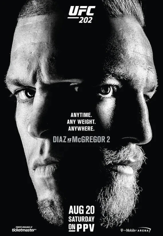 UFC 202 Conor McGregor vs Nate Diaz 2 The Rematch Any Time 11x16 - Poster | Canvas Wall Art Print