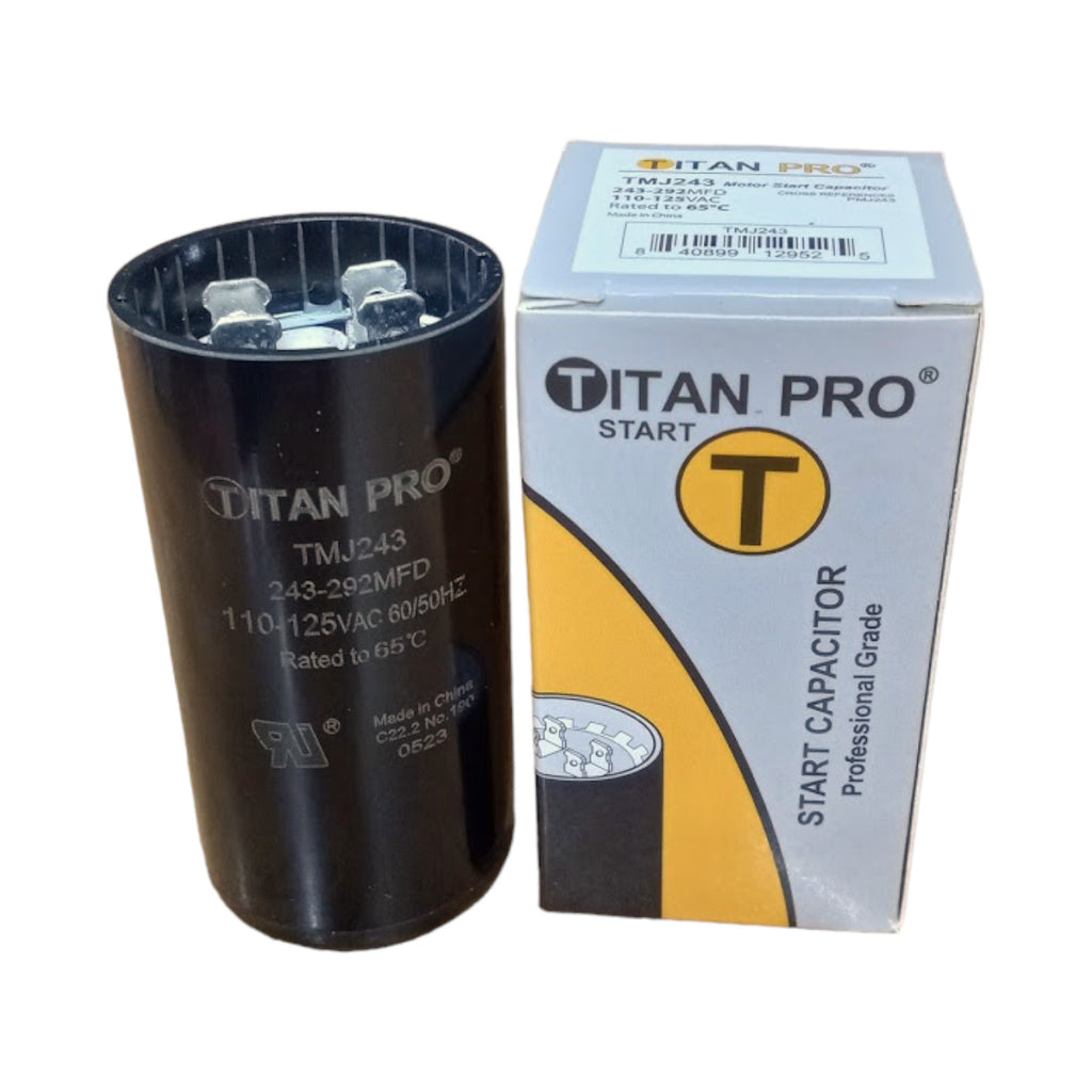 Titan Pro TMJ243 Motor Start Capacitor 243-292 MFD UF / 110-125 VAC