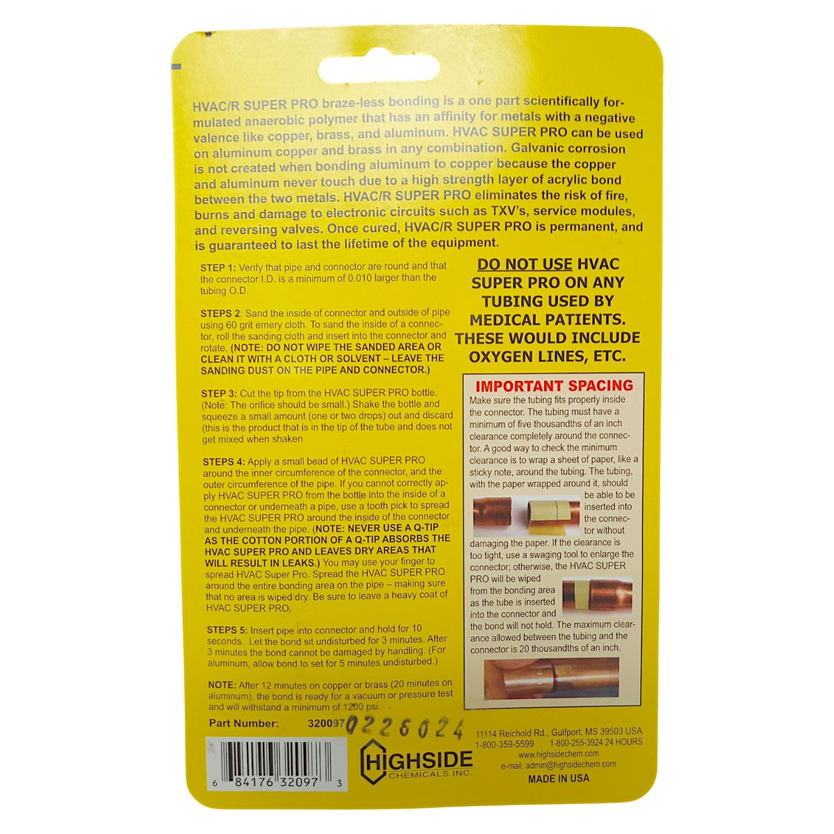 Highside HS32097 HVAC Super Pro Solderless Bonding for Copper Brass and