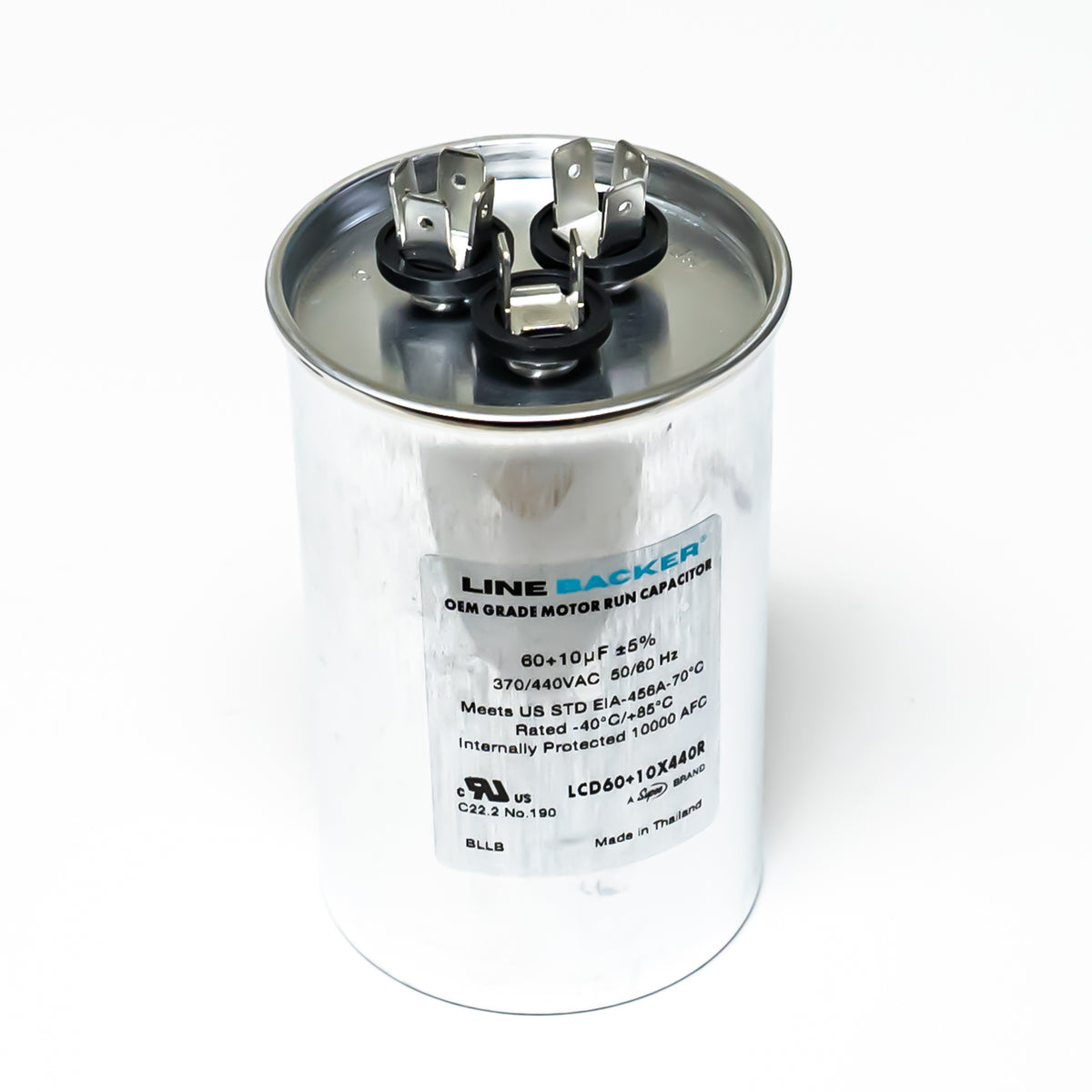 Supco Capacitor Round Dual Run 60 + 10 uf mfd 370/440 Volts for HVAC Motors