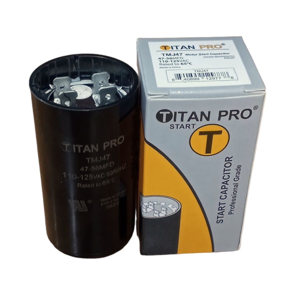 Titan Pro TMJ47 Motor Start Capacitor 47-56 MFD UF / 110-125 VAC