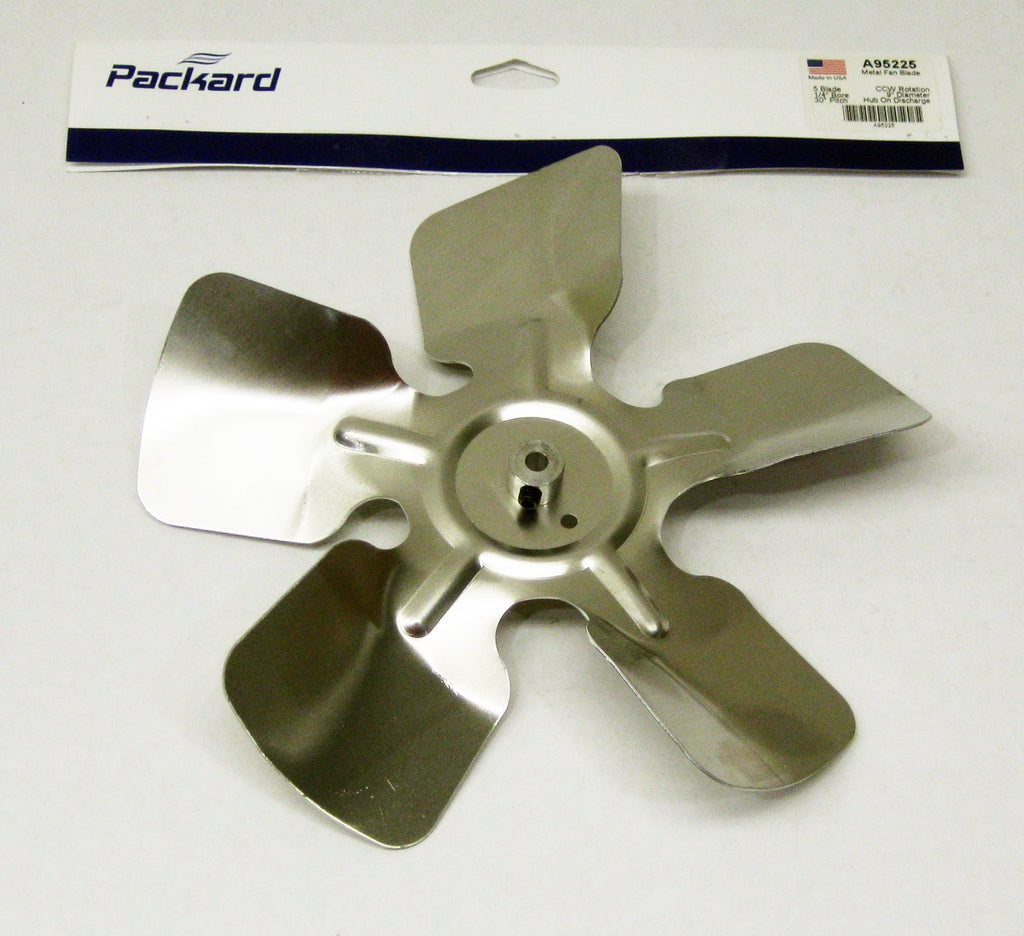 Metal Fan Blade A95225 9" Diameter 5 Blades 1/4" Bore Hub CCW 30 Degree Prop