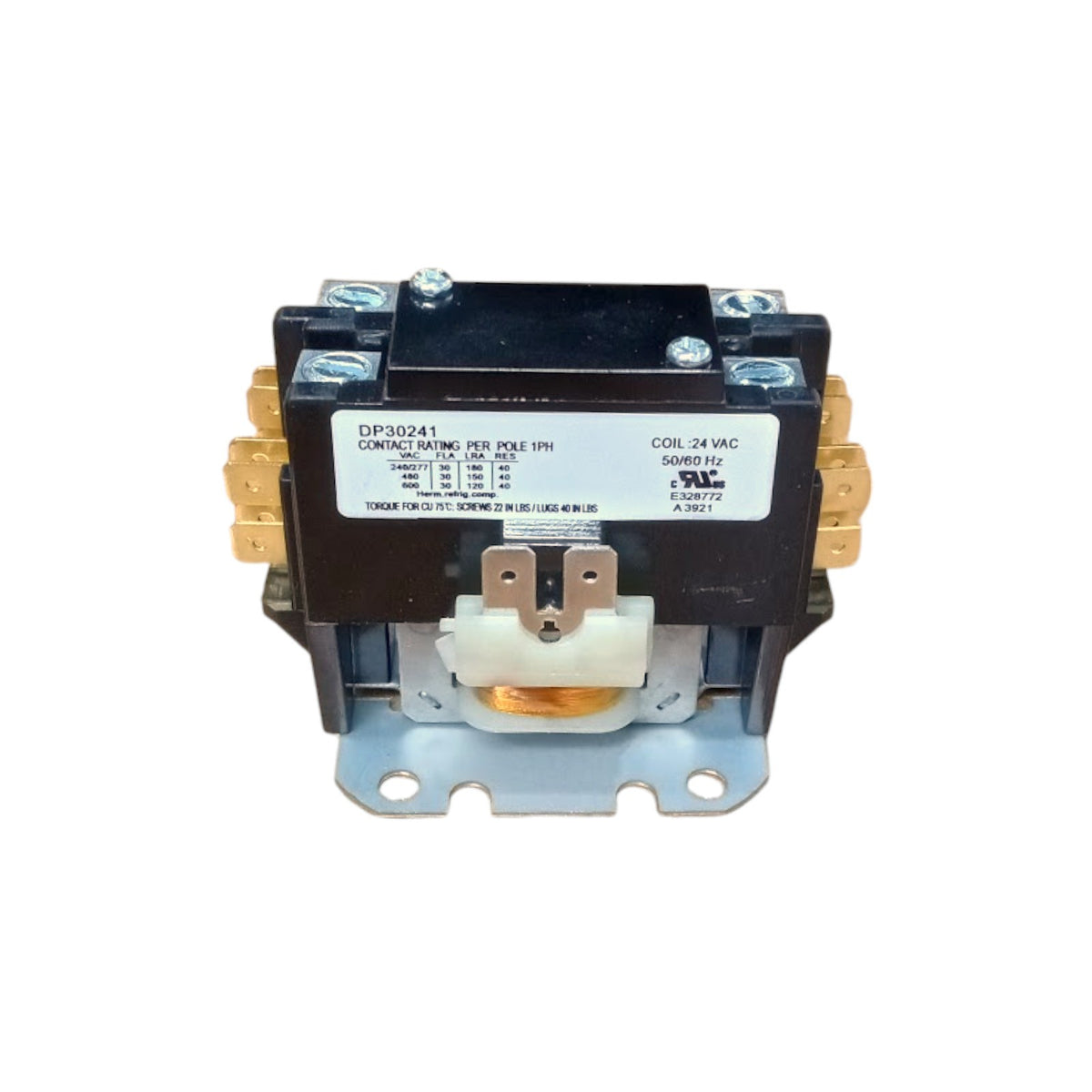 Supco DP30241 Contactor 30 FLA 40 RLA 24 Volts 1.5 Pole