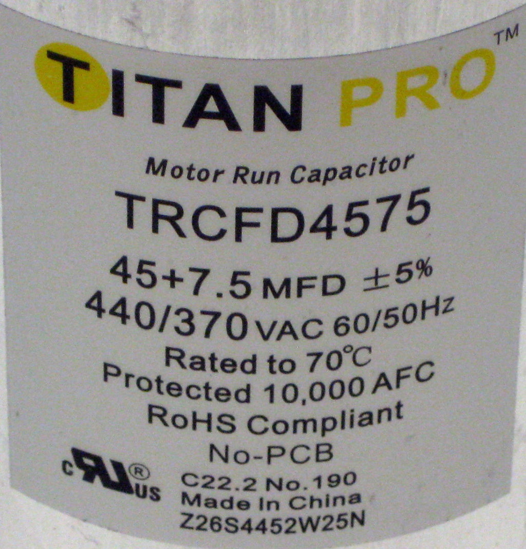 TitanPro TRCFD4575 HVAC Round Dual Motor Run Capacitor 45/7.5 MFD/UF440/370