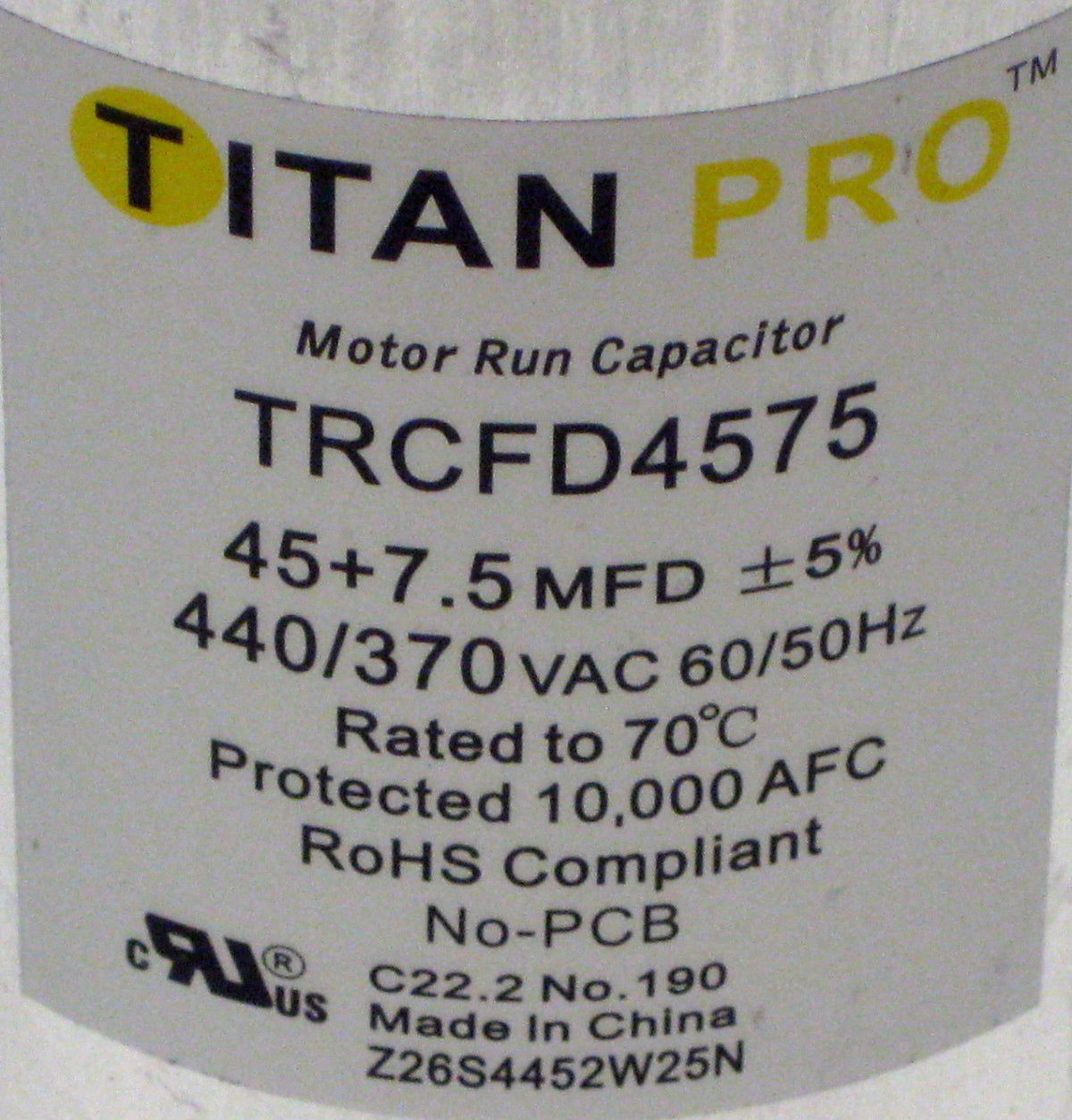 TitanPro TRCFD4575 HVAC Round Dual Motor Run Capacitor 45/7.5 MFD/UF440/370