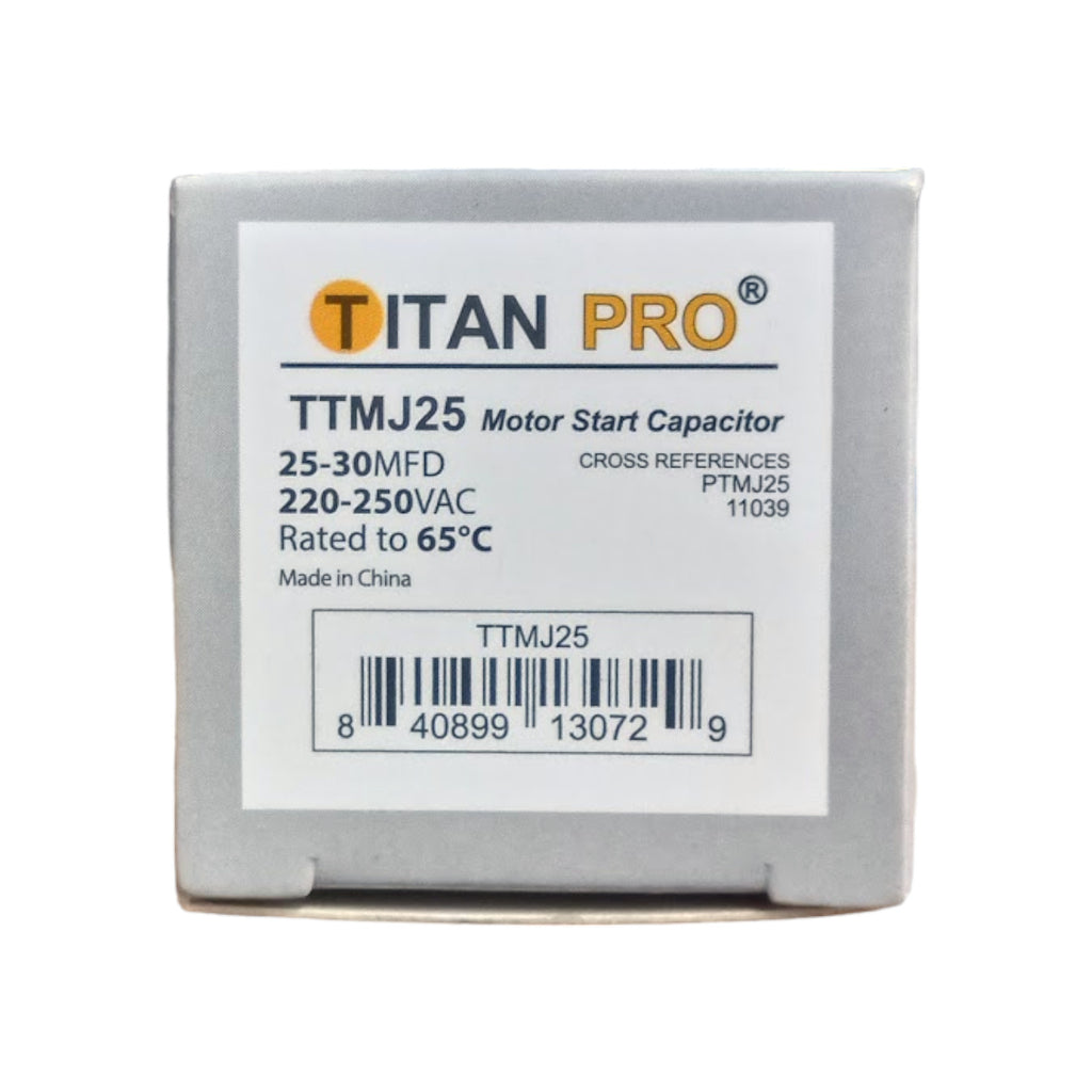 Titan Pro TTMJ25 Motor Start Capacitor 25-30 MFD UF / 220-250 VAC